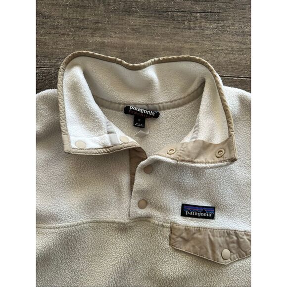 Patagonia Women’s Lightweight Synchilla Snap-T Fleece Pullover Beige White Mediu - Picture 4 of 7